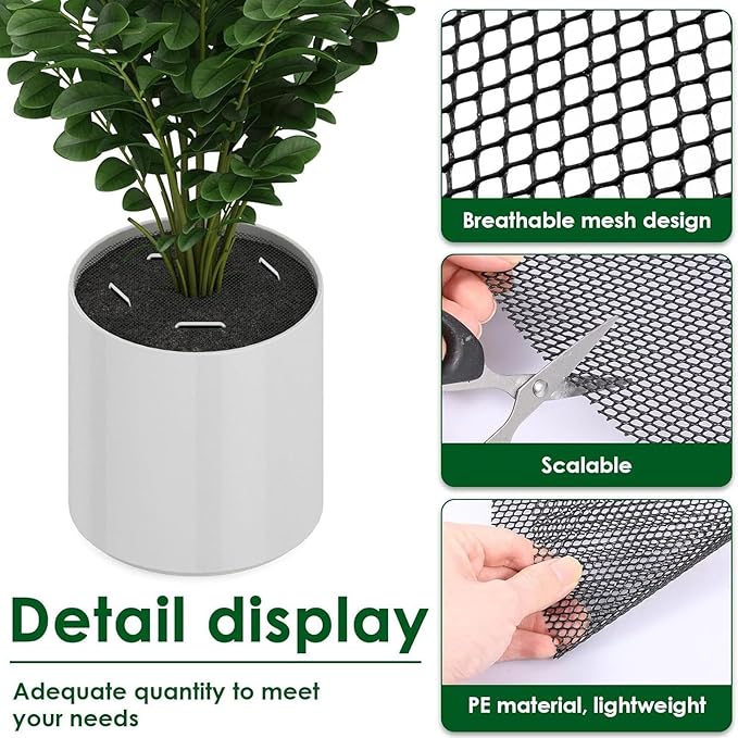 Pot Cover ‑ 10 Pieces Cuttable Planter Guard, with 10 Stakes Round Pot Grid for Indoor Gardening Moss Kitten Dog Gidding Squirrel Animal Protective Mesh Garden Accessories