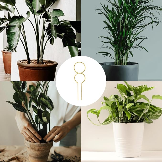 5PCS Gold Metal Trellis for Potted Plants, Plant Support Stake for Climbing Plants Indoor, Small Plant Support for Garden Indoor Houseplant, Flower Orchids Monstera Hoya Pothos Philodendron