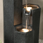 27.95“” H 3-Tiers Cascading Outdoor Water Fountain Made with Eco-Friendly Recyclable Materials, Polyethylene Waterfall Fountain, Outdoor Decor with LED Lights for Patio, Backyard