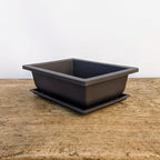 Bonsai Outlet Training Pots with Humidity Trays - Built in Mesh, Brown 8-Inch Large Planters + Made from Durable Shatter Proof Poly-Resin, Set of 3 Pot Set