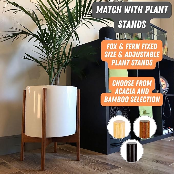 Fox & Fern Plant Pot, Large Plant Pots for Indoor & Outdoor, UV & Frost Resistant Plant Vase with Drainage Plug, Fiberstone, Large Indoor Pots for Plants & Flowers, House Indoor Plant Pot, Single Pot
