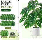 Der Rose Artificial Plants Indoor Large 28'' Fake Monstera Faux Potted Plants Indoor Tall for Home Farmhouse Bedroom Living Room Decor