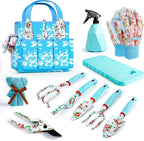 JUMPHIGH Womens Gardening Gifts Set - Floral Gardening Tools with Tote Bag - Gifts for Mom, Girlfriend or Women - Birthday, Christmas (Blue)