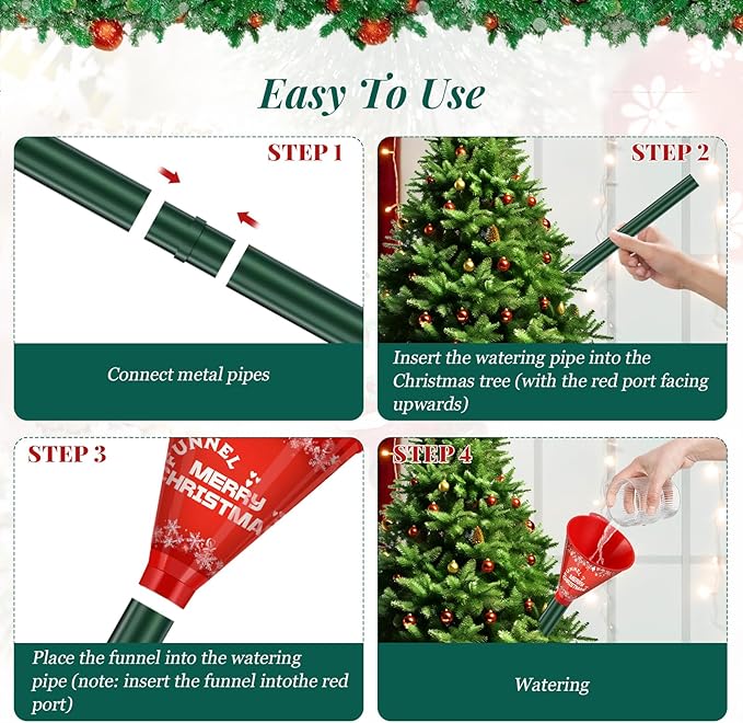 Kaiedos Christmas Tree Watering Funnel - 39 Inch Funnel, Reusable Design, Makes Watering Your Live Tree a Snap! (2 PCS)