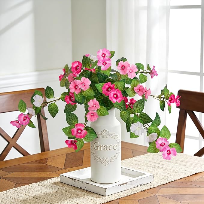INXUGAO Artificial Fake Flowers for Outdoors Spring Decoration 2 Bundles Faux Flowers Plants for Outdoor Planters UV Resistant Silk Realistic Flowers for Outside Home Garden Front Porch Patio Décor