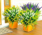 Artificial Plants Outdoor, 20 Pcs Artificial Flowers Outdoor Fake Plants UV Resistant Fake Flowers, Plastic Faux Flowers Shrubs Greenery Plants for Home Garden Patio Porch Window Box Decor
