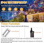 82FT 200 LED Color Changing Christmas String Lights with Remote & Timer & Memory Function, 8 Lighting Modes Waterproof Fairy String Lights for Xmas Tree Holiday Party Garden (Warm White & Multicolor)