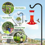 FEED GARDEN Shepards Hooks for Outdoor Bird Feeder Pole 92 Inch Adjustable Tall Heavy Duty Shepherds Hooks for Hanging Plant Baskets, Solar Lights, Wedding Decor, Lanterns, Black (2 Pack)