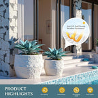 Ttranewsoo Fake Plants Artificial Agave Plants 13.8" Large UV Resistant Fake Agave Planters for Indoor and Outdoor Decorating Tropical Plant Succulents Greenery Indoor Decor (Blue) 2Pack