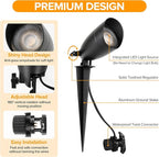 LUTEC 12V Low Voltage Landscape Lighting, Die-cast Aluminum Spot Lights with Connectors, IP65 Waterproof Outdoor Landscape Spotlights, 5W 550LM Warm White 3000K for Tree Garden Yard Pathway, 4 Pack