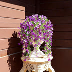 Artificial Flowers for Outdoors Faux Plants for Spring Summer Decoration,6 Bundles UV Resistant Realistic Silk Hanging Flowers Indoor Garden Porch Patio Balcony Yard Farmhouse（Purple）