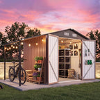 Aoxun 6x10 FT Outdoor Storage Shed Metal Lean-to Sheds with Gazebo,Lights,Open-Sided Pergola Garden Sheds with Lockable Doors,Sloped Roof,Windows, 2 in 1 Large Tool Shed for Patio,Backyard,Lawn