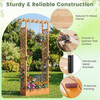 BECOMFORT Raised Garden Bed with Trellis & Hanging Roof, 89" Tall Fir Wood Planter Box with Drainage Holes, Outdoor Elevated Garden Planter for Climbing Vines, Perfect for Patio, Lawn & Backyard