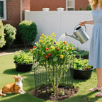 16 Pack Plant Protectors from Animals, 16"x 12" Wire Plant Protector, Wire Cages for Plants with Stakes and Cable Ties, Metal Plant Cages for Plants, Vegetables, Flowers
