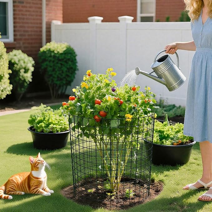 8 Pack Plant Protectors from Animals, 13.8"x 12" Wire Plant Protector, Wire Cages for Plants with Stakes and Cable Ties, Metal Plant Cages for Plants, Vegetables, Flowers