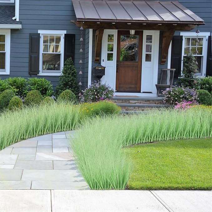 ATTGREAT 20PCS Fake Grass Filler Decor Artificial Grass Plants Outdoor Faux Plants Artificial Tall Shrubs Wheat Grass Greenery Stems for Outdoor Indoor Vase Planters Home Decor, Light Green