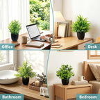 LOYWREE Faux Plants Indoor 4 Pack Small Fake Plants Mini Artificial Plants in Black Pots Potted Greenery for Home Office Table Desk Bathroom Shelf Counter Styling Farmhouse Decor