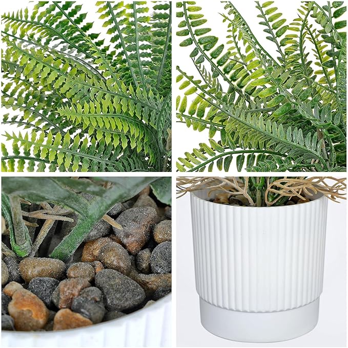 GnFlus Set of 2 Fake Plant Fern Potted Artificial Plants for Shelf Desk Home Bathroom Farmhouse Room Office Kitchen Farmhouse Coffee Table Decor