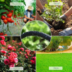 Customizable Soaker Hose System, 1/2inch 75ft Rubber Hose with 50ft PVC Garden Hose, Drip Irrigation Watering Hose with Reinforced Fittings for Flowers Bed Foundation, Lawn, Vegetable, Tree