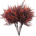 Artificial Fern Plants, Fake Shrubs Faux Boston Grass Plastic Leaves Greenery Bushes Home Garden Kitchen Party Decor Outdoor Indoor Office Yard Verandah Planter Filler DIY Decoration Red 4 Pack