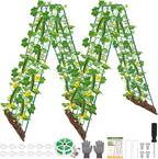 2 Pack 50"x17" Heavy Duty Metal Cucumber Trellis for Raised Bed, A Frame Garden Trellis for Climbing Plants Outdoor, Plant Trellis for Tomato Bean Pea Grape, Adjustable Vegetable Trellis Support