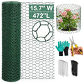 West Bay 39.4Ft x 16In Plant Protectors from Animals, Plant Cages for Outdoor Plants, Chicken Wire Netting to Keep Animals Out, Metal Mesh Plant Protector with Ground Stakes, Nylon Ties & Pliers