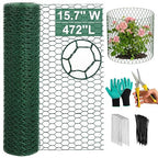 West Bay 39.4Ft x 16In Plant Protectors from Animals, Plant Cages for Outdoor Plants, Chicken Wire Netting to Keep Animals Out, Metal Mesh Plant Protector with Ground Stakes, Nylon Ties & Pliers