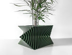 Aeon Twist Modern Planter – Black Sculptural Plant Pot for Indoor Decor Geometric Design with Drainage – Unique Home Accent for Living Room, Office, or Shelf (Green, Compact Structure: 6" x 4" WH)
