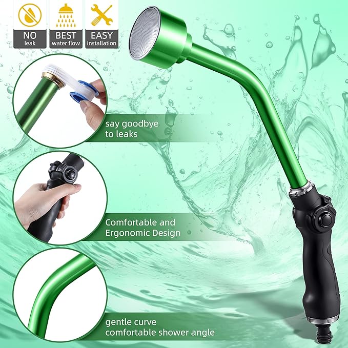 Saillong 16 Inch Watering Wand 1000 Holes with Thumb On/Off Thumb Control Heavy Duty Garden Sprayer Wand with Stainless Head Garden Hose Nozzle Wand for Seeding Flower Garden and Lawn