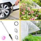 29'' Sprayer Wand Replacement, 1/4" & 3/8" Brass Barb Universal Stainless Sprayer Wand with Shut off Valve, Adjustable Watering Wand with 2 Hose Clamps & 1 Tape