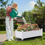 Durable Resin Raised Garden Bed with Drainage Holes & Reinforced Corners - Lightweight Flower Boxes Outdoor for Vegetables, Herbs, and Patio Garden Enclosure System (Ashen, 43.31*17.72*17.56)