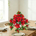Briful Artificial Hanging Hibiscus Flowers in Pot, Tropical Faux Hibiscus Plant with Removable Decorative Planter, Red Trailing Flower Basket for Porch Patio Balcony Indoor Outdoor Home Decor