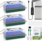 BlumWay Seed Starter Tray with Grow Light,3 Pack 120 Cells Seedling Tray with Humidity Dome/Indoor Grow Kit for Deep-Rooted Seedlings,Adjustable/Timed Light Plant Starter Set