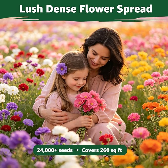 24000+ Moss Rose Seeds for Planting, Portulaca Seeds for Ground Cover, Drought Tolerant Annual Flowers for Gardens, Borders, Containers & Landscaping