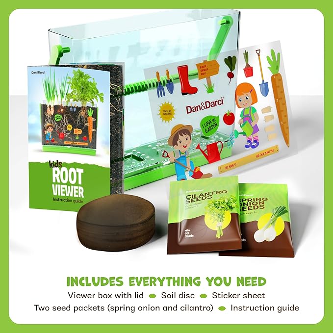 Dan&Darci Root Viewer Kit for Kids - Grow Your Own Plant for Boys & Girls Gifts - Science STEM Toy & Craft Growing Kits for Ages 4-8 Birthday Gifts for Boy, Girl 4, 5, 6, 7, 8, Year Old