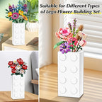 Vase for LEGO 10347 10280 10328 Flowers, for Lego Flower Bouquet Building Set,Display Stand for LegoRoses Cherry Blossom Sunflower Tulips Daffodils Lotus-Gift for Lego Flowers Lover(vase only)-White