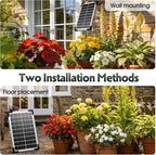 8W Solar Drip Irrigation System for Gardens, DIY Automatic Drip Kit, Supports Watering 30 Pots, Includes 35m Drip Hose and 30 Emitters Suitable for Gardens/Greenhouses/Outdoor Irrigation Timer