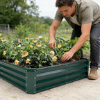 GARDMAX 8x4x1FT Galvanized Raised Garden Bed Kit, Metal Planter Boxes Outdoor with Easy Assembly, Large Garden Bed for Vegetables, Fruits, Flower, Herbs Rectangle Dark Green