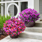 Fake Bougainvillea Artificial Flowers for Outdoors Spring Summer Decor, 4PCS Bougainvillea Outdoor Faux Plants Realistic Silk Flowers for Outside UV Resistant for Planter Patio Window Garden, Purple