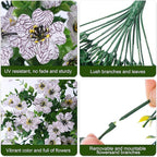 INSPRING Artificial Faux Outdoor Outside Flowers Plants, 2 PCS Fake Silk UV Resistant Look Real White Daisy Trailing Vines for Front Door Porch Planter Urn Patio Balcony Decoration