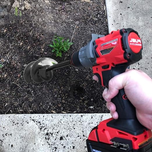 Linkhood Auger Drill Bit, Garden Plant Flower Bulb Auger Rapid Planter Bulb & Bedding Plant Auger for 3/8" Hex Drive Drill Earth Auger Drill Fence Post Umbrella Hole Digger(1.8x15 in/4.6 x37 cm)