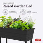 Keter Urban Bloomer 12.7‑Gallon Raised Garden Bed – Elevated Outdoor Planter Box with Self‑Watering Reservoir, Water Gauge & Drainage System, Perfect for Herbs & Vegetables, Dark Grey