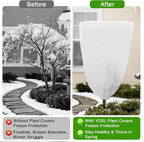 YDSL 3 Pack Plant Covers Freeze Protection, 25"×32" 1.77oz/yd² Plant Frost Covers for Outdoor Plants Shrub Potted Plants Use, Winter Cloth Plant Tree Cover with Drawstring for Cold Weather