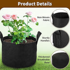 12 Pack 1 Gallon Grow Bags, Heavy Duty 300g Nonwoven Fabric Plant Pots with Reinforced Handles, Breathable Potato Grow Bags for Vegetables, Herbs, Seedlings - Black