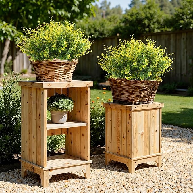 RECUTMS 12 Bundles Spring Greenery UV Resistant Artificial Outdoor Flowers Fake Plastic Plants Outdoor Fake Flowers Boxwood Stems for Kitchen,Home,Garden,Patio,Wedding Yard Window Box(Yellow)