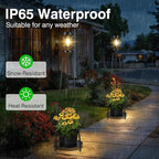 TOWPONICS 2-Pack Solar Lights with Plant Stands, 40.75'' Solar Powered Outdoor Floor Lamp with Planter, IP65 Waterproof Outdoor Lamp for Patio Deck Porch Yard Garden Decor, 8-12 Hours Lighting