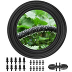 MIXC 80% Water-Saving Soaker Hose – 1/4" x 100 Ft Drip Irrigation Tubing for Garden, Lawn, Flower Beds & Vegetable Rows, with 1/4" Drip Fittings Included
