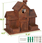 MIXUMON Bird Houses for Outside with Bird Feeder, Outdoor 3 Hole Bird House Room for 3 Bird Families Bluebird Finch Cardinals Hanging Birdhouse for Garden (Style 12)