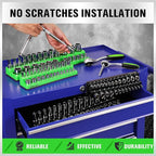 SWANLAKE 4-Piece Magnetic Socket Organizer Set, Metric & SAE Socket Holder Set Includes 1/4", 3/8" Drive Sockets Trays, Magnetic Sockets Organizer for Tool Box Drawer