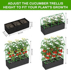 Large Cucumber Trellis with Grow Bag, 65" Tall Metal Garden Trellis for Climbing Plants Outdoor, Reusable Cucumber Trellis for Raised Bed with Netting for Tomatoes, Peas, Grapes Plant Support
